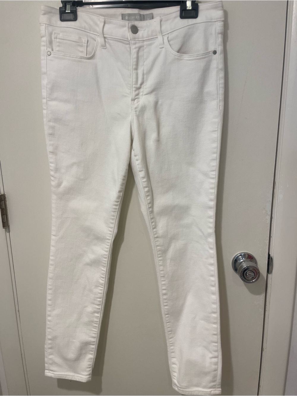 Athleta Sculptek Ultra Skinny Jeans  White Stretch High Rise Size 12